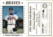 Jason Kempfer Signed 1991 Sport Pro Idaho Falls Braves #24 Card Auto AU