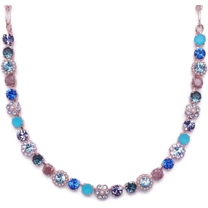 Mariana Electric Blue Rose Gold Necklace Blue Purple Crystal Flower 1163 NWT - Picture 1 of 3