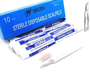 10 Disposable Scalpel #15, Sterile, Plastic Handle Graduated - Picture 1 of 5