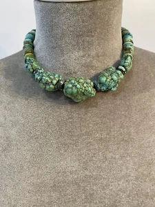 Collar vintage pepita turquesa y heishi - Imagen 1 de 3