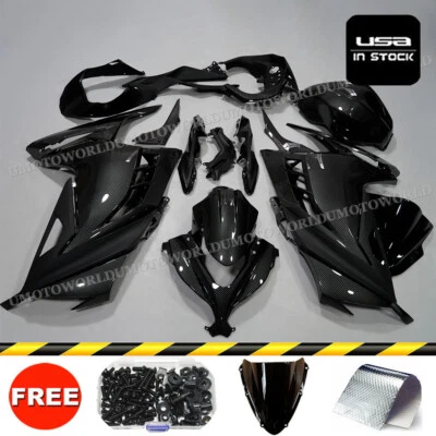 Carbon Fiber Painted Full Fairing Kit + Bolts For Kawasaki Ninja 300 2013-2017 - Image 1 of 4