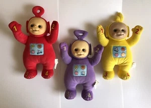 Stoffpuppe 'Teletubbies TV sprechen lernen lila rot gelb Puppen 13" selten Vintage - Bild 1 von 12