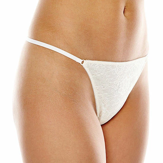 Ambrielle Lace G-String Panty Size Medium (6) Pristine Ivory 1 Pair NEW - Image 1 of 1