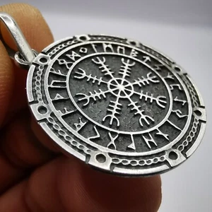 Vintage Nordic Compass Pendant 925 Sterling Silver Viking Norse Handmade Jewelry - Picture 1 of 6