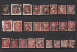 GB QV 1840 Lot 1d Penny Black, Penny Reds & Bantams 1/2d Various Condition x 25 - Picture 1 of 2