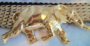CINTURÓN DE METAL ELEFANTE GRANDE CHAPADO EN ORO DE COLECCIÓN 36 A 37 PULGADAS Precioso estado - Imagen 1 de 10
