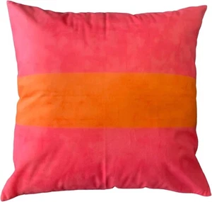 Throw Pillow Cover 18x18in Orange and Pink Modern Striped Polyester Zipper - Picture 1 of 3