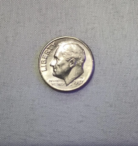 1987 D Roosevelt Dime Full Torch Cover