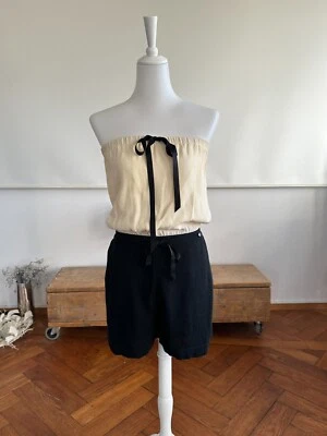 Chanel Runway Playsuit Romper Jumpsuit Overall Ecru Schwarz FR38 D 36 S - Bild 1 von 4