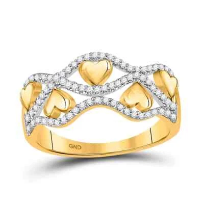 Anillo de oro amarillo de 10 k con corazón de diamantes de 0,20 quilates para mujer Foto 1 de 2