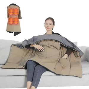 USB Electric Heated Throw Blanket Warm Poncho Wrap Blanket Portable Shawl 5V/27K - Picture 1 of 11