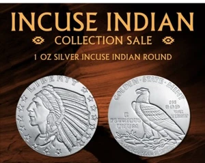 1 oz. 999 Fine Silver BU Round - Incuse Indian Design Uncirculated Eagle - New - Picture 1 of 3