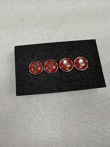 Superstar Leonhardiritt optional Red Roulette "knight" logo valve stem cap set - Picture 1 of 4