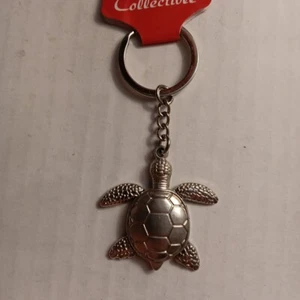 Sea Turtle Keychain Silvertone Florida Metal Moveable Flapping Flippers Keyring - Picture 1 of 4