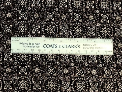 1.55 Yds 36" W. Black & White Rosette A Regulated Cotton Never Misbehaves Fabric - Image 1 of 4