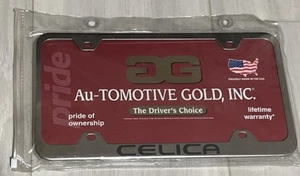 TOYOTA CELICA License Plate Frame Stainless Steel Silver- Au-Tomotive Gold - Picture 1 of 2