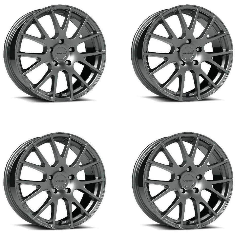 Juego 4 llantas 15" Vision 18 Hellion 15x6.5 Gunmetal 4x100 Street 38mm Foto 1 de 4