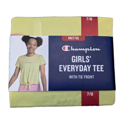 Champion Girl's Everyday Tee w/Tie Front Lime Light Size Medium (7/8) NWT - Image 1 of 4