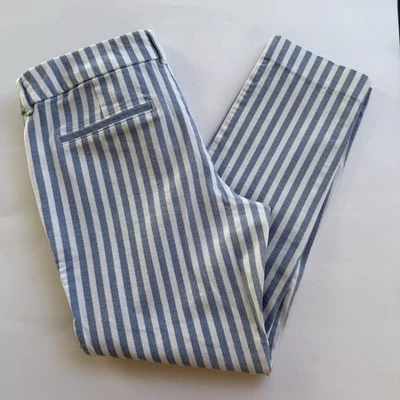 Pantalones Pixie Azul Marino Antiguo Talla 6 Alto Azul Blanco Rayas Algodón Mezcla Spandex Bolsillos Foto 1 de 4