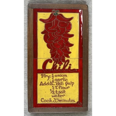 Ceramic Art Tile Sandra Adrian Fry Tiles Red Chili Pepper Recipe Southwest - Image 1 of 4