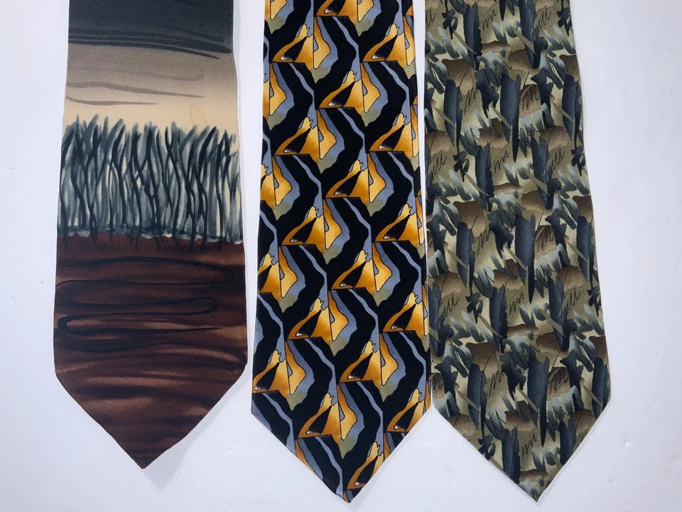 Lote de corbatas de seda para hombre J Garcia (3) azul, rojo, patrones vibrantes 3 7/8” x 57”, 58” Foto 1 de 4