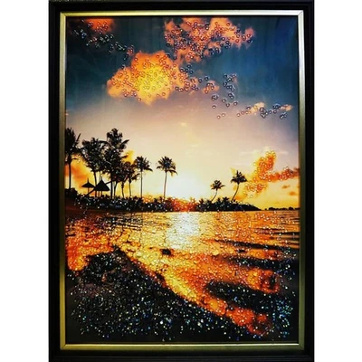 Crystal art   W24.8xH17.0 inch  "Palm trees"  Palm tree - Image 1 of 4