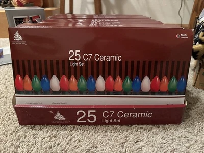 25 Multicolor C7 Ceramic Light Set Enchanted Forest Brand New Christmas Lights - Image 1 of 2