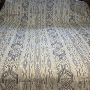 Vintage San Marcos Blanket 96x98 Blue White Bedspread Coverlet Reversible Queen - Picture 1 of 9