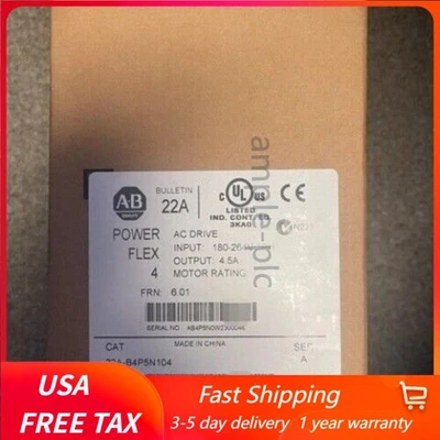 New Factory Sealed AB 22A-B4P5N104 PowerFlex 4 240V 3P 1HP AC Drive 1pcs - Image 1 of 4