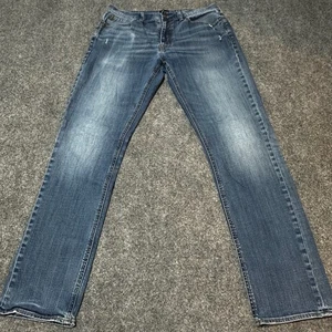J Crew Jeans Mens 32 Blue Denim Cotton Blend Straight Mid Rise Pockets Sutton - Picture 1 of 12