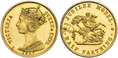 GREAT BRITAIN Victoria 1887 AV Model Gothic Half Farthing. NGC PR64 Cameo - Image 1 of 3