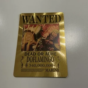 One Piece Wanted Poster Gold Fan Art Card Collectible - Doflamingo - Picture 1 of 2
