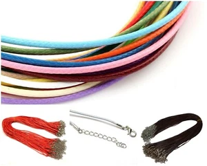 10 Halsband Wachsband 46cm Halskette mit Karabinerverschluss 1,5mm Schmuckband - Bild 1 von 25