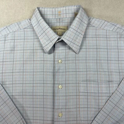 Camisa de vestir Tommy Bahama para hombre grande 17/34-35 azul Oxford a rayas 100 % algodón Foto 1 de 4