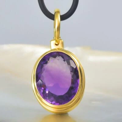 Amethyst Diamant & 18K Gold Vermeil Über Sterling Silber Anhänger 11.22 G - Bild 1 von 4