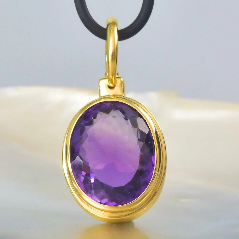 Amethyst Diamant & 18K Gold Vermeil Über Sterling Silber Anhänger 11.22 G - Bild 1 von 4