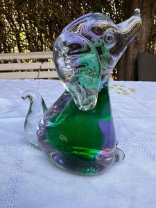 Gorgeous Ferro & Lazzarini Murano Dog. Sommerso Clear & Green. Superb Condition - Picture 1 of 12