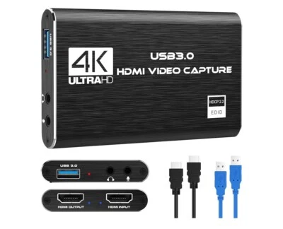 4K Audio Video Capture Card,USB3.0 HDMI Game Capture Device Switch for Streaming - Image 1 of 4