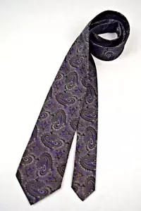 Neck Tie VTG Nordstrom 80s Purple Black Paisley 57" x 3.25" - Picture 1 of 7