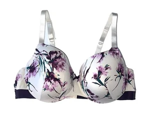 Cacique Floral Print Lightly Lined Balconette Bra White Purple Pink Sz 42D - Picture 1 of 7