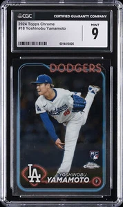 2024 TOPPS CHROME #18 YOSHINOBU YAMAMOTO ROOKIE RC CGC 9 - Picture 1 of 2
