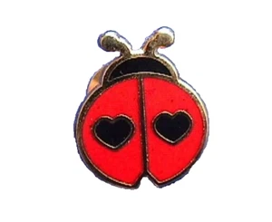 Hallmark PIN Valentines Vintage LADY BUG w HEARTS Cloisonne 1994 Hat Tie TAC - Picture 1 of 2