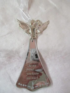 Vintage mirrored glass Christmas Ornament Angels Always Friend #35 - Picture 1 of 3
