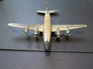 ET CO 50s JAPAN YONEZAWA TIN LITO FRICTION 4 PROP AIRPLANE UNITED AIRLINES DC-7C - Picture 1 of 18