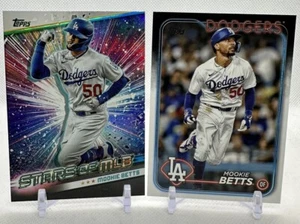 Mookie Betts 2024 Topps Series 1 #250 Base & #SMLB-9 Stars of MLB Dodgers Lot - Picture 1 of 2
