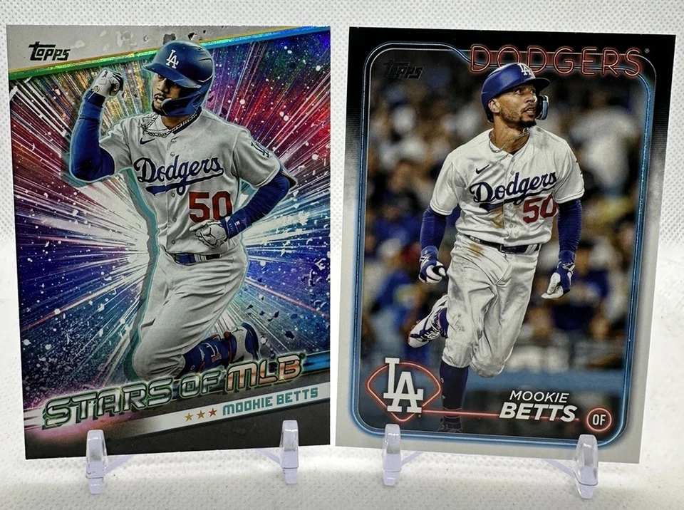 Mookie Betts 2024 Topps Series 1 #250 Base & #SMLB-9 Stars of MLB Dodgers Lot - Image 1 of 2