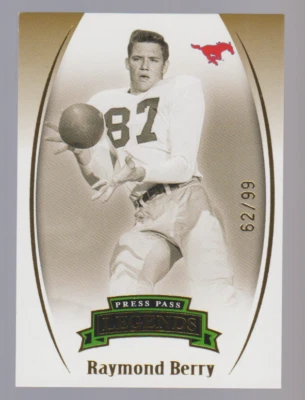Raymond Berry SMU 2007 Press Pass Legends GOLD #G-96 SP Parallel #62/99 HOF - Image 1 of 2