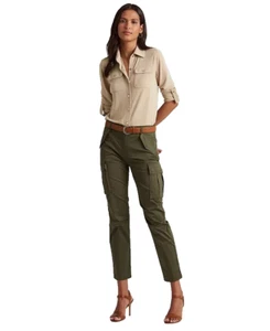 Lauren Ralph Lauren Womens Olive Green High Rise Flat Front Cargo Pants Size 20W - Picture 1 of 8
