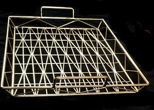 Messing Tablett Serviertablett 13 3/8" x 20 5/8" modern Messingdraht zwei Griffe - Bild 1 von 6