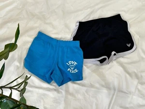 Justice Black Mesh Shorts Size Girl's 10 + Children’s Place Blue Shorts Size 6/7 - Picture 1 of 8